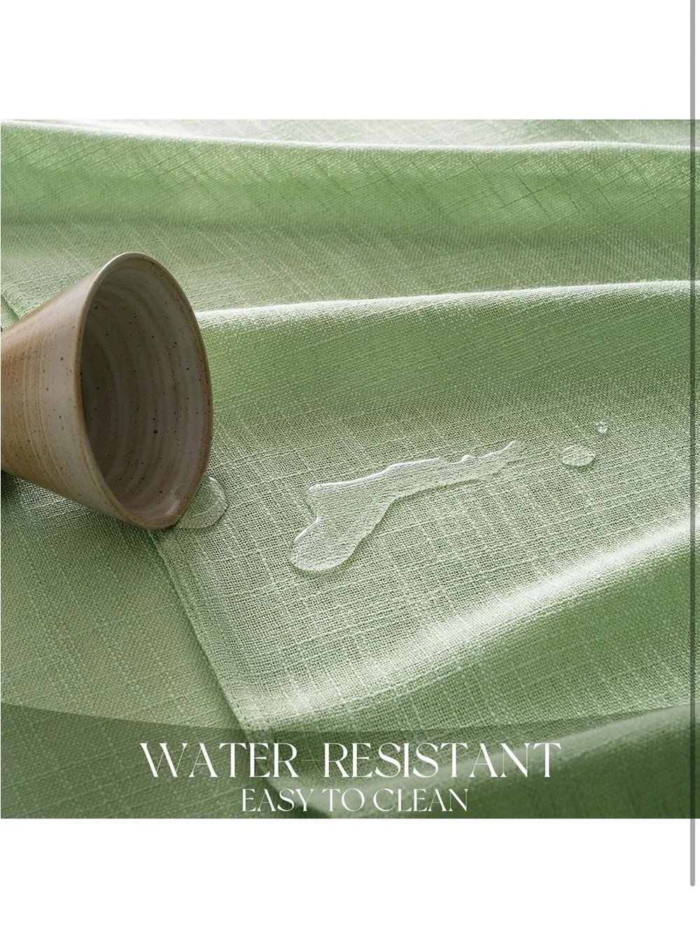 NEW Linen Rectangle Tablecloth, Sage Green Waterproof. Large. Heavy. Farmhouse.
